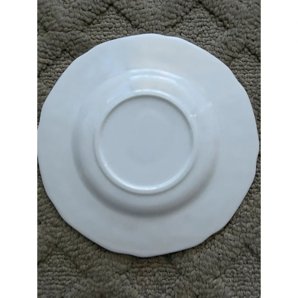 Milk Glass Floral Band Saucer for cup Indiana Glass Company Set Of 2